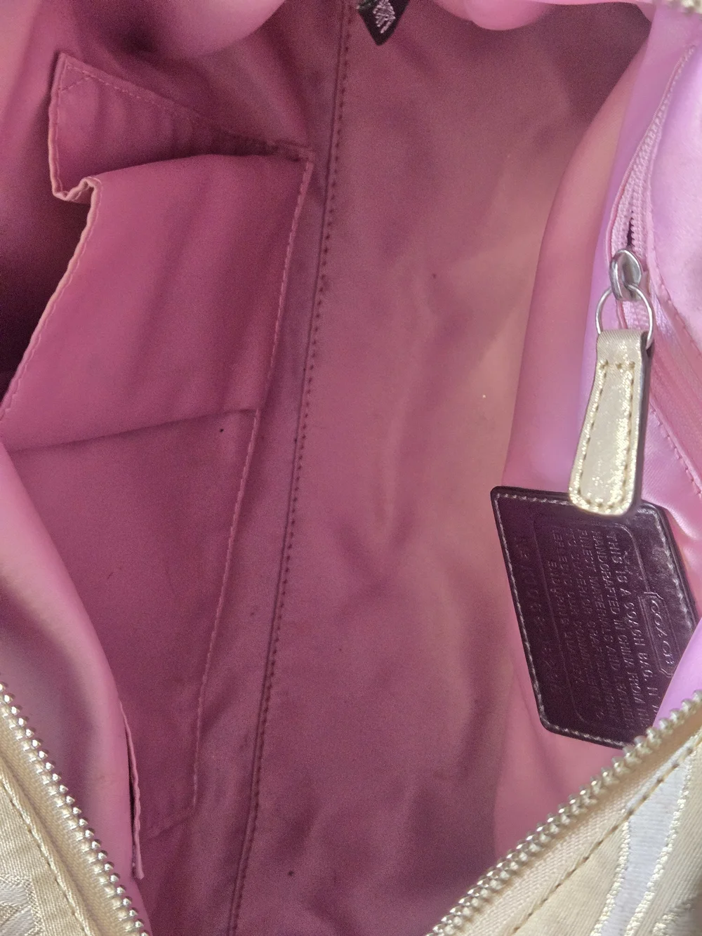Coach Poppy Glam Signature Gold C Tote Metallic Shoulder Bag With Charms